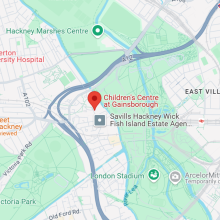 Image shows a map of Gainsborough Children's Centre's location in Hackney
