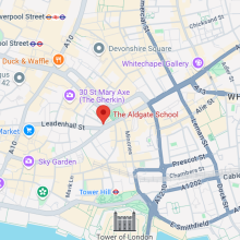 Image shows a map of The Aldgate School